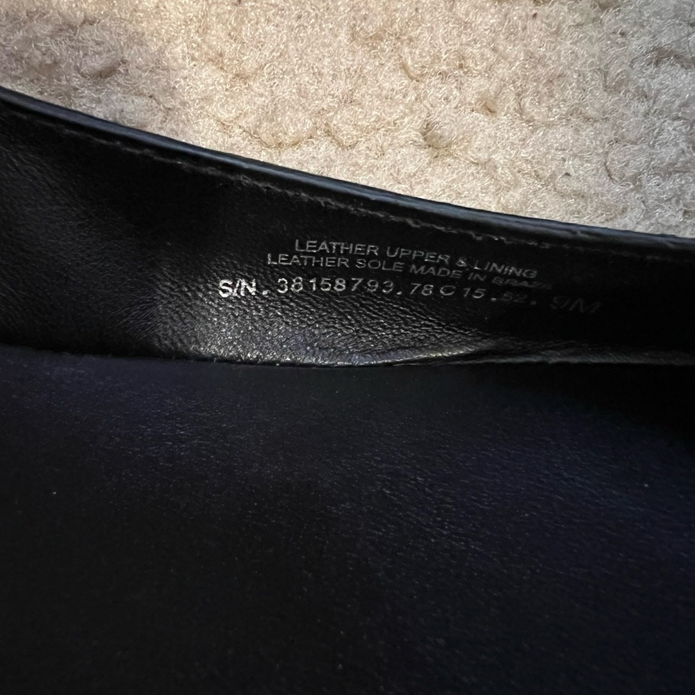 Tory Burch Selma Flats Women’s 9M Black Tumbled Leather Ballet Shoes Gold Logo - Picture 7 of 9